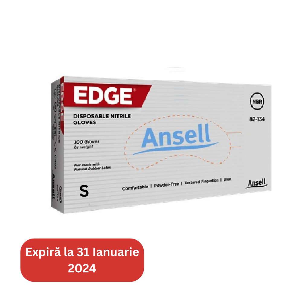Manusi NITRIL  Ansell Edge 82-134, de unica folosinta, 100 buc./cutie-Albastru-S