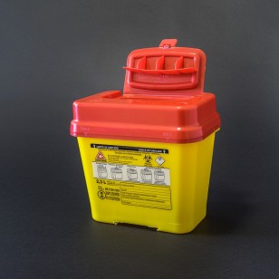 Cutie (recipient) de polipropilena, volum 2,3 litri, deseuri intepatoare-taietoare, cabinet medical
