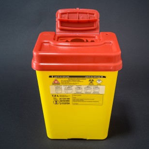 Cutie (recipient) de polipropilena, volum 7,5 litri, deseuri intepatoare-taietoare, cabinet medical