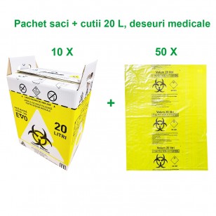 Pachet cabinet medical, saci + cutii 20 L, deseuri medicale image
