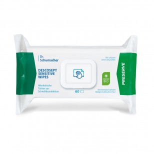 Șervețele dezinfectante medicale, cu alcool, pentru suprafețe, Dr. Schumacher, DESCOSEPT® SENSITIVE WIPES