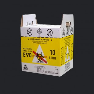 Cutie (recipient) EVO de carton, volum 10 litri, pentru deseuri anatomo- patologice, cabinet medical