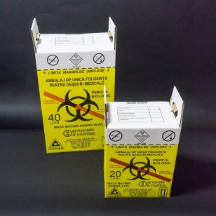 Cutie (recipient) de carton, volum 40 litri, pentru deseuri anatomo- patologice, cabinet medical