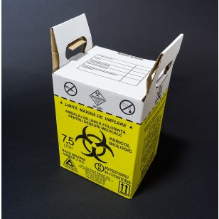 Cutie (recipient) de carton, volum 7,5 litri, colectare deseuri medicale infectioase, cabinet medical
