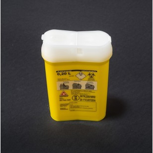 Cutie (recipient) de polipropilena, volum 0,2 litri, deseuri ace insulina si seringa, cabinet medical