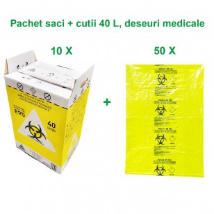 Pachet cabinet medical, saci + cutii 40 L, deseuri medicale