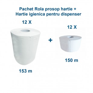 Pachet Rola prosop hartie + Hartie igienica pentru dispenser